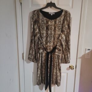 Snake Print Dress with Belt